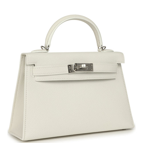 Hermes Kelly Sellier 20 New White Epsom Palladium Hardware