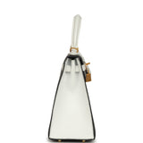 Hermes Special Order (HSS) Kelly Sellier 25 Black and White Epsom Brushed Gold Hardware - Thumbnail View 3