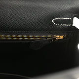 Hermes Special Order (HSS) Kelly Sellier 25 Black and White Epsom Brushed Gold Hardware - Thumbnail View 9