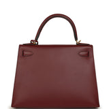 Pre-owned Hermes Kelly Sellier 28 Rouge H Sombrero Gold Hardware - Thumbnail View 4