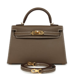Hermes Kelly Sellier 20 Etoupe Epsom Gold Hardware