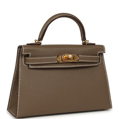 Hermes Kelly Sellier 20 Etoupe Epsom Gold Hardware