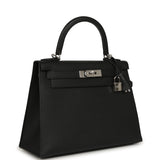 Pre-owned Hermes Kelly Sellier 28 Black Epsom Palladium Hardware - Thumbnail View 2