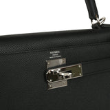 Pre-owned Hermes Kelly Sellier 28 Black Epsom Palladium Hardware - Thumbnail View 7