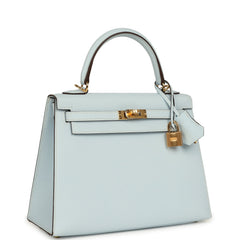 Hermes Kelly Sellier 25 Bleu Brume Epsom Gold Hardware
