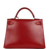 Vintage Hermes Kelly Sellier 32 Rouge Vif Box Gold Hardware - Thumbnail View 4