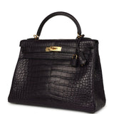 Pre-owned Hermes Kelly Retourne 32 Aubergine Matte Alligator Gold Hardware - Thumbnail View 5