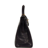 Pre-owned Hermes Kelly Retourne 32 Aubergine Matte Alligator Gold Hardware - Thumbnail View 3