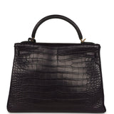 Pre-owned Hermes Kelly Retourne 32 Aubergine Matte Alligator Gold Hardware - Thumbnail View 4