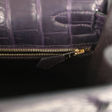 Pre-owned Hermes Kelly Retourne 32 Aubergine Matte Alligator Gold Hardware - Thumbnail View 9