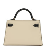 Hermes Special Order (HSS) Kelly Sellier 20 Craie and Black Epsom Permabrass Hardware - Thumbnail View 4