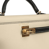 Hermes Special Order (HSS) Kelly Sellier 20 Craie and Black Epsom Permabrass Hardware - Thumbnail View 7