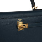 Hermes Kelly Sellier 25 Bleu Navy Epsom Gold Hardware - Thumbnail View 7