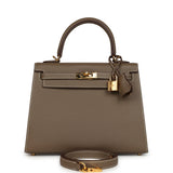 Pre-owned Hermes Kelly Sellier 25 Etoupe Epsom Gold Hardware - Thumbnail View 1