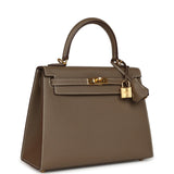Pre-owned Hermes Kelly Sellier 25 Etoupe Epsom Gold Hardware - Thumbnail View 2