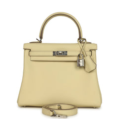 Hermes Kelly Retourne 25 Jaune Milton Swift Palladium Hardware