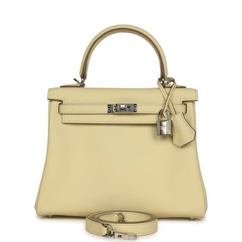 Hermes Kelly Retourne 25 Jaune Milton Swift Palladium Hardware
