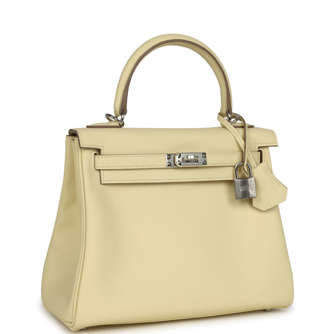 Hermes Kelly Retourne 25 Jaune Milton Swift Palladium Hardware