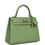 Hermes Special Order (HSS) Kelly Sellier 25 Vert Criquet Epsom Permabrass Hardware - Thumbnail View 2