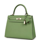 Hermes Special Order (HSS) Kelly Sellier 25 Vert Criquet Epsom Permabrass Hardware - Thumbnail View 5