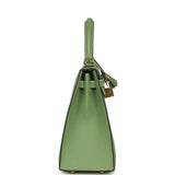 Hermes Special Order (HSS) Kelly Sellier 25 Vert Criquet Epsom Permabrass Hardware - Thumbnail View 3