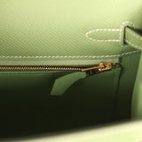 Hermes Special Order (HSS) Kelly Sellier 25 Vert Criquet Epsom Permabrass Hardware - Thumbnail View 9