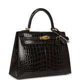 Hermes Kelly Sellier 25 Graphite Shiny Alligator Gold Hardware - Thumbnail View 2