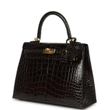 Hermes Kelly Sellier 25 Graphite Shiny Alligator Gold Hardware - Thumbnail View 5
