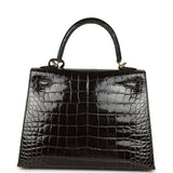 Hermes Kelly Sellier 25 Graphite Shiny Alligator Gold Hardware - Thumbnail View 4