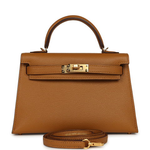 Hermes Special Order (HSS) Kelly Sellier 20 Caramel Verso Chevre Mysore Gold Hardware