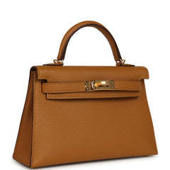 Hermes Special Order (HSS) Kelly Sellier 20 Caramel Verso Chevre Mysore Gold Hardware
