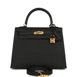 Hermes Kelly Sellier 25 Black Epsom Gold Hardware - Thumbnail View 1
