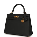 Hermes Kelly Sellier 25 Black Epsom Gold Hardware - Thumbnail View 5