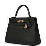 Pre-owned Hermes Special Order (HSS) Kelly Sellier 28 Black Chevre Mysore Permabrass Hardware - Thumbnail View 5