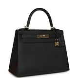 Pre-owned Hermes Special Order (HSS) Kelly Sellier 28 Black Chevre Mysore Permabrass Hardware - Thumbnail View 2