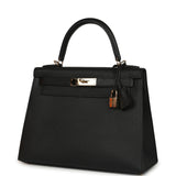 Pre-owned Hermes Special Order (HSS) Kelly Sellier 28 Black Chevre Mysore Permabrass Hardware - Thumbnail View 5