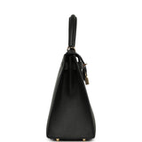 Pre-owned Hermes Special Order (HSS) Kelly Sellier 28 Black Chevre Mysore Permabrass Hardware - Thumbnail View 3