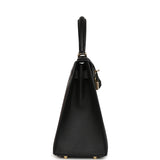 Pre-owned Hermes Special Order (HSS) Kelly Sellier 28 Black Chevre Mysore Permabrass Hardware - Thumbnail View 3