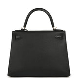 Pre-owned Hermes Special Order (HSS) Kelly Sellier 28 Black Chevre Mysore Permabrass Hardware - Thumbnail View 4