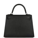 Pre-owned Hermes Special Order (HSS) Kelly Sellier 28 Black Chevre Mysore Permabrass Hardware - Thumbnail View 4