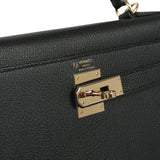 Pre-owned Hermes Special Order (HSS) Kelly Sellier 28 Black Chevre Mysore Permabrass Hardware - Thumbnail View 7