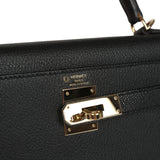 Pre-owned Hermes Special Order (HSS) Kelly Sellier 28 Black Chevre Mysore Permabrass Hardware - Thumbnail View 7