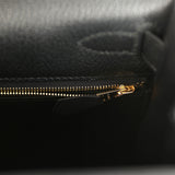Pre-owned Hermes Special Order (HSS) Kelly Sellier 28 Black Chevre Mysore Permabrass Hardware - Thumbnail View 9