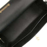 Pre-owned Hermes Special Order (HSS) Kelly Sellier 28 Black Chevre Mysore Permabrass Hardware - Thumbnail View 8