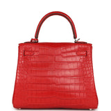 Hermes Kelly Retourne 25 Rouge Radieux Matte Alligator Palladium Hardware - Thumbnail View 4