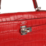 Hermes Kelly Retourne 25 Rouge Radieux Matte Alligator Palladium Hardware - Thumbnail View 7