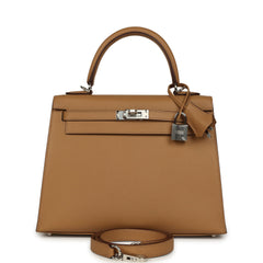 Hermes Kelly Sellier 25 Biscuit Epsom Palladium Hardware