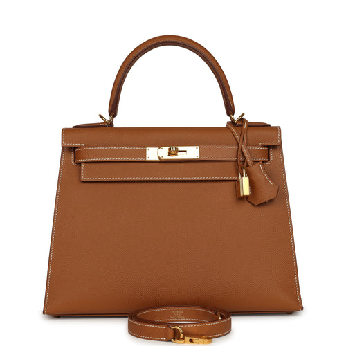 Pre-owned Hermes Kelly Sellier 28 Gold Epsom Gold Hardware
