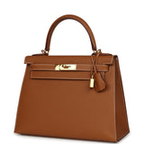 Pre-owned Hermes Kelly Sellier 28 Gold Epsom Gold Hardware - Thumbnail View 5