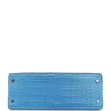 Pre-owned Hermes Kelly Retourne 32 Bleu Mykonos Matte Alligator Palladium Hardware - Thumbnail View 6